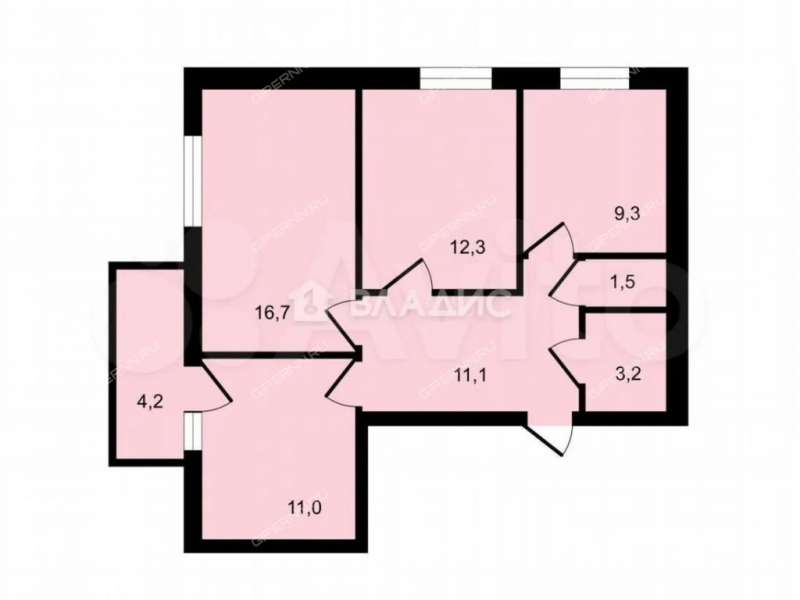 трёхкомнатная квартира на улице Академика Сахарова дом 119 к1